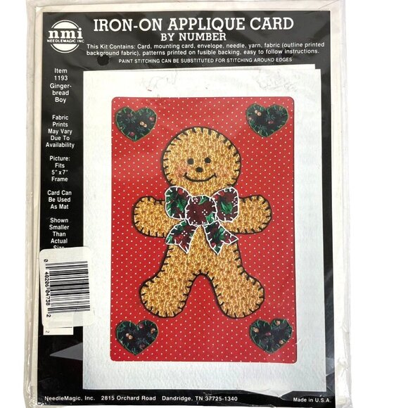 Stitch A Card Applique Kit # 1193 by NeedleMagic "Gingerbread Boy" - Picture 1 of 10